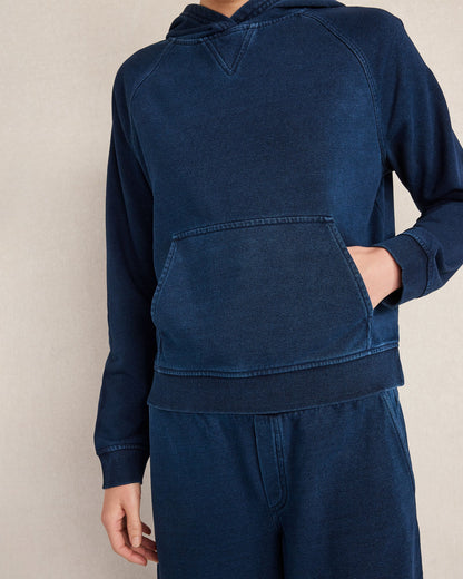 INDIGO COTTON TERRY HOODIE | Talbots