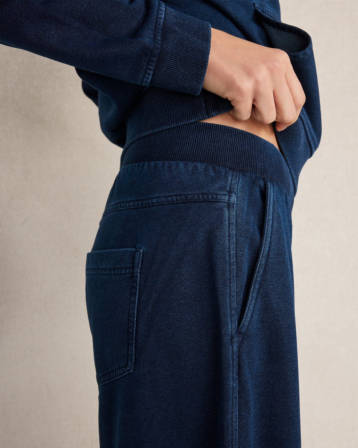 INDIGO COTTON TERRY WIDE LEG PANTS | Talbots
