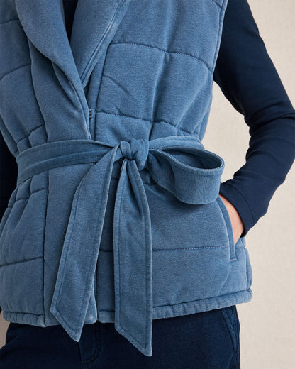 INDIGO COTTON TERRY QUILTED VEST | Talbots