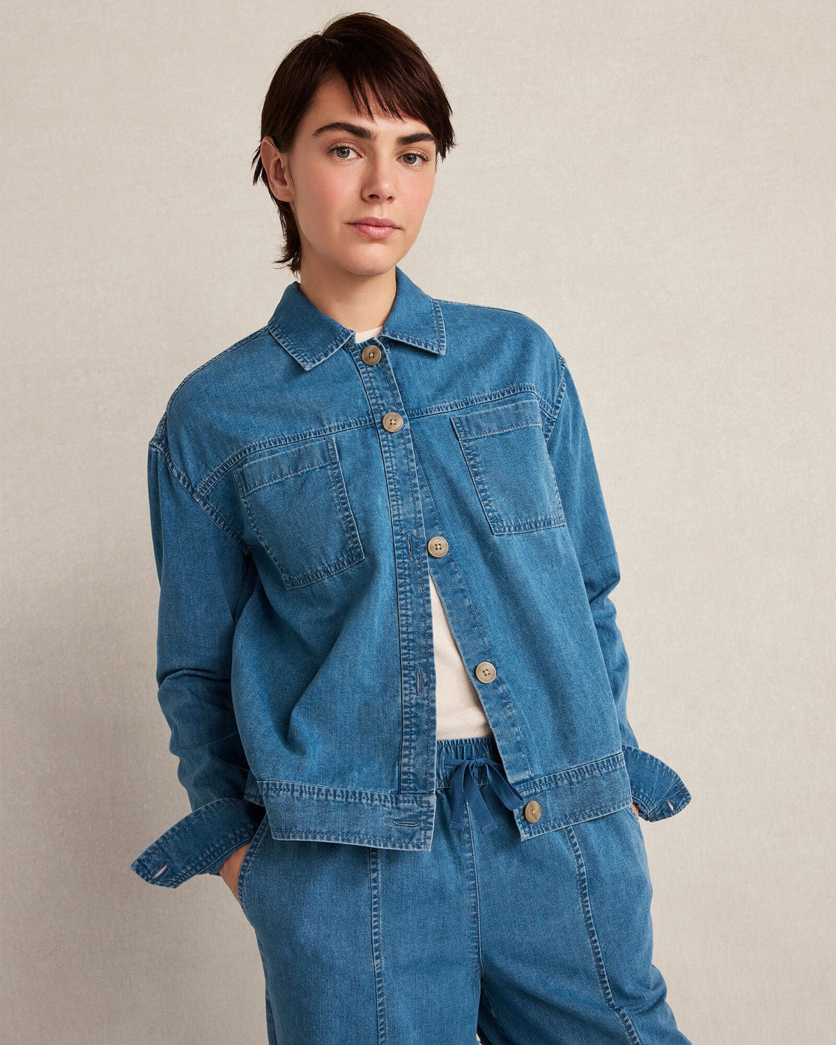 ORGANIC COTTON DENIM BOXY JACKET | Talbots