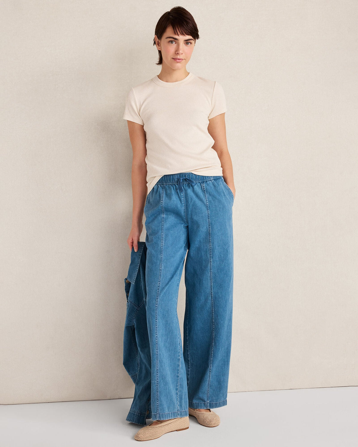 ORGANIC COTTON DENIM BARREL LEG PANTS | Talbots