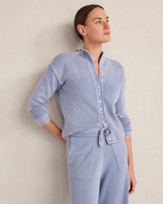 ORGANIC COTTON ROLL NECK CARDIGAN | Talbots