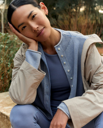 ORGANIC COTTON ROLL NECK CARDIGAN | Talbots