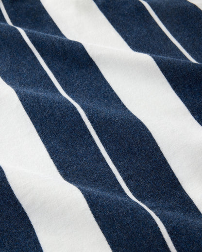 ORGANIC COTTON INTERLOCK STRIPE JOHNNY COLLAR TOP | Talbots