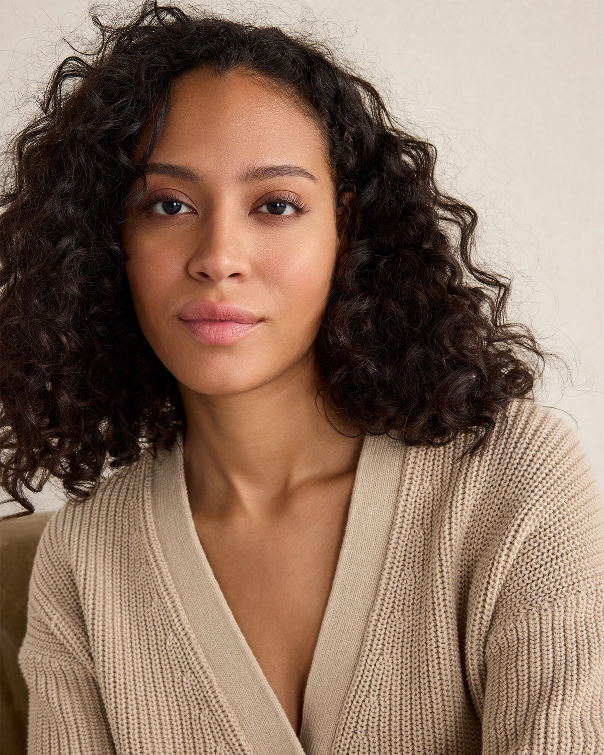 ORGANIC COTTON SHAKER STITCH HEATHERED CARDIGAN | Talbots