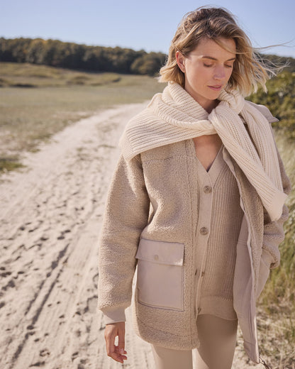 ORGANIC COTTON SHAKER STITCH HEATHERED CARDIGAN | Talbots