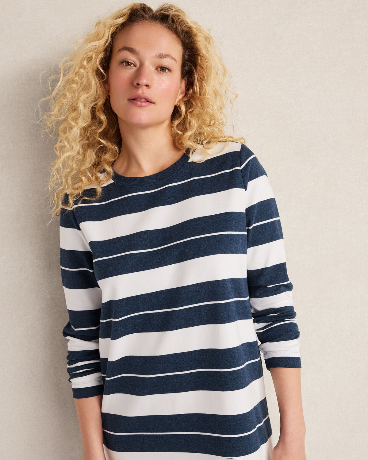 ORGANIC COTTON INTERLOCK STRIPE MIDI DRESS | Talbots