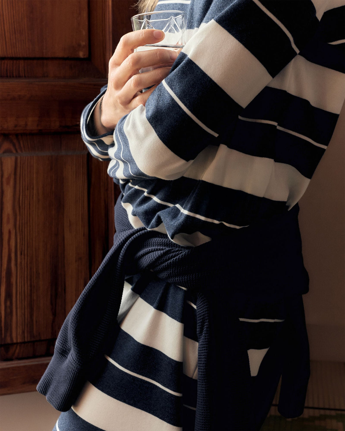 ORGANIC COTTON INTERLOCK STRIPE MIDI DRESS | Talbots