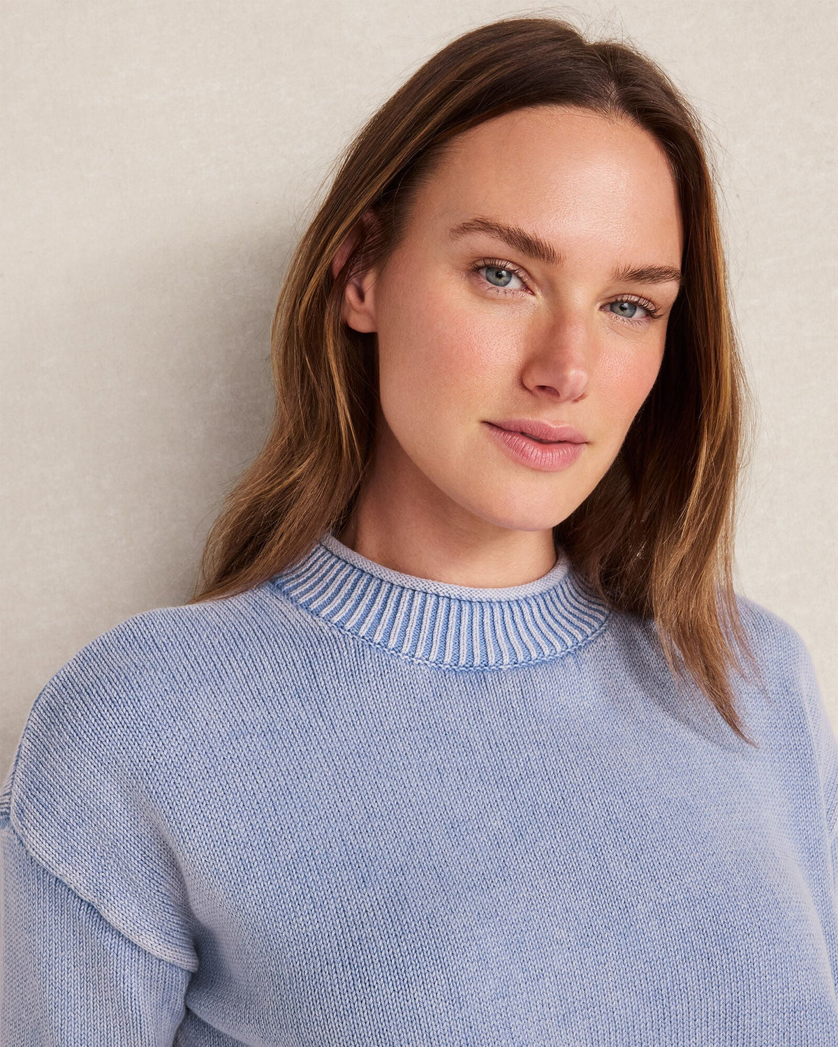GARMENT-DYED ORGANIC COTTON ROLL NECK SWEATER | Talbots