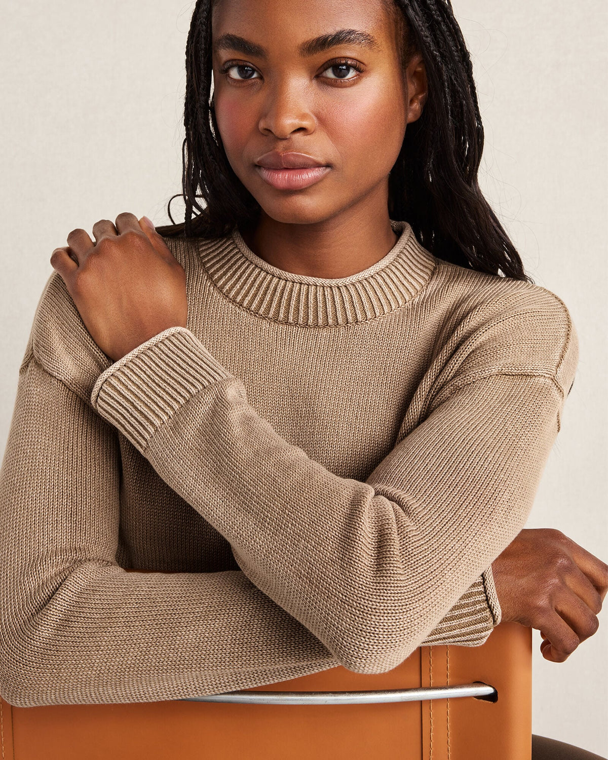 GARMENT-DYED ORGANIC COTTON ROLL NECK SWEATER | Talbots