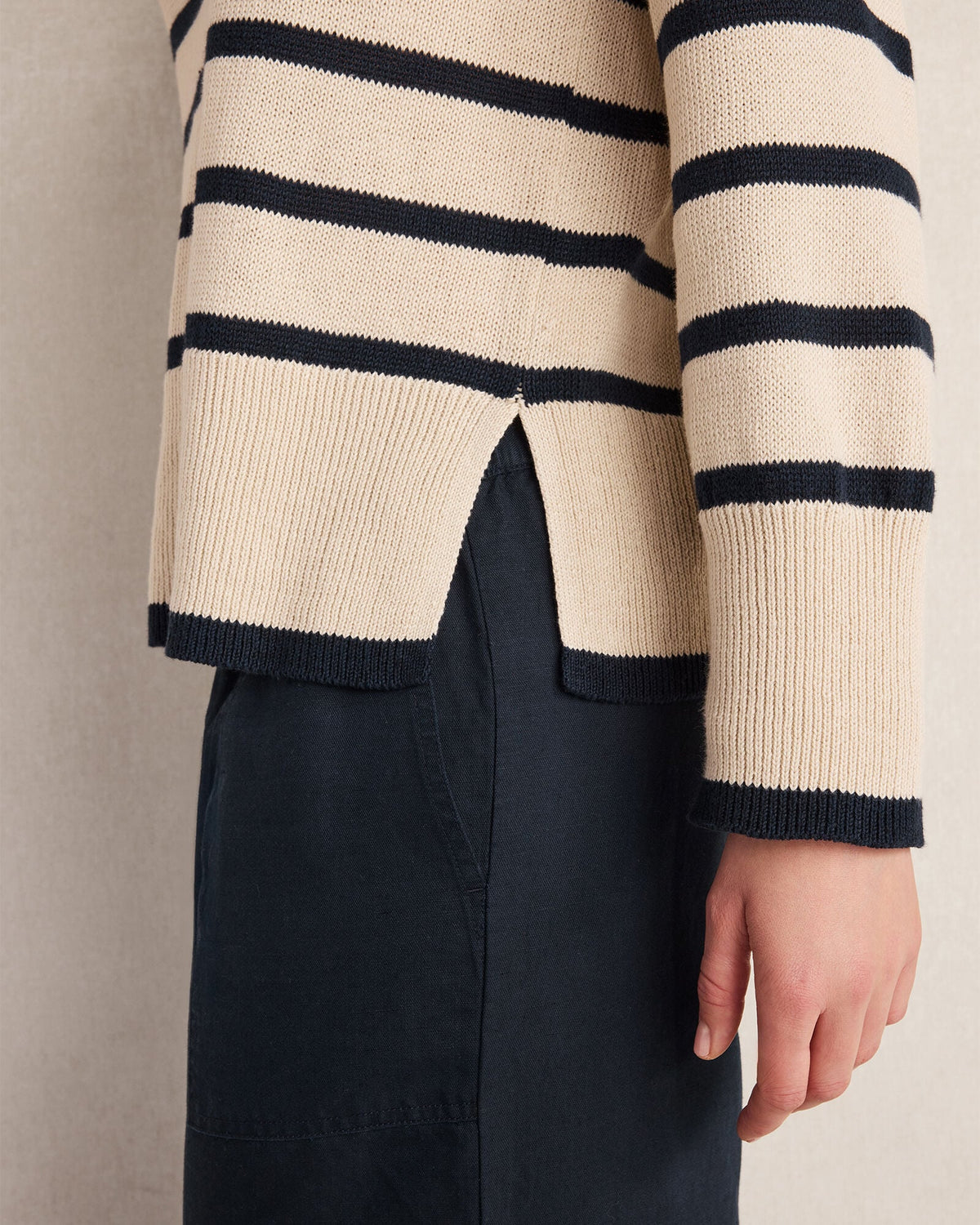 ORGANIC COTTON LINEN STRIPE CREWNECK | Talbots