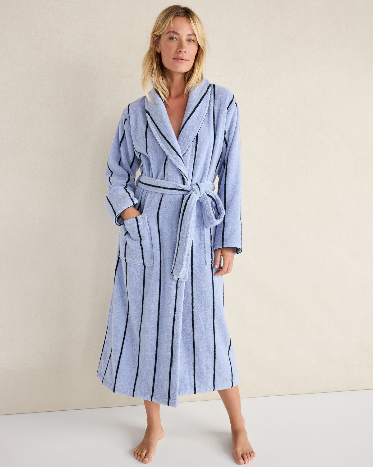 PLUSH TERRY STRIPED ROBE | Talbots
