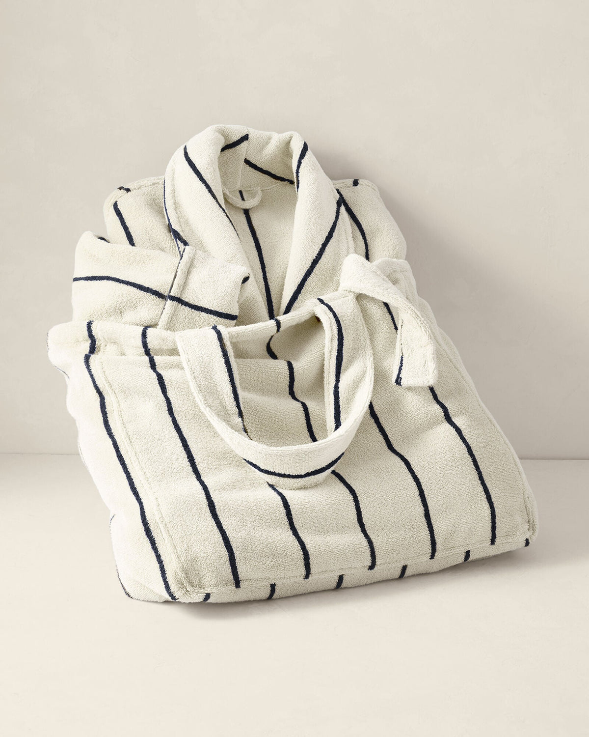 PLUSH TERRY STRIPED ROBE + TOTE SET | Talbots