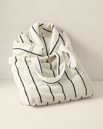 PLUSH TERRY STRIPED ROBE + TOTE SET | Talbots
