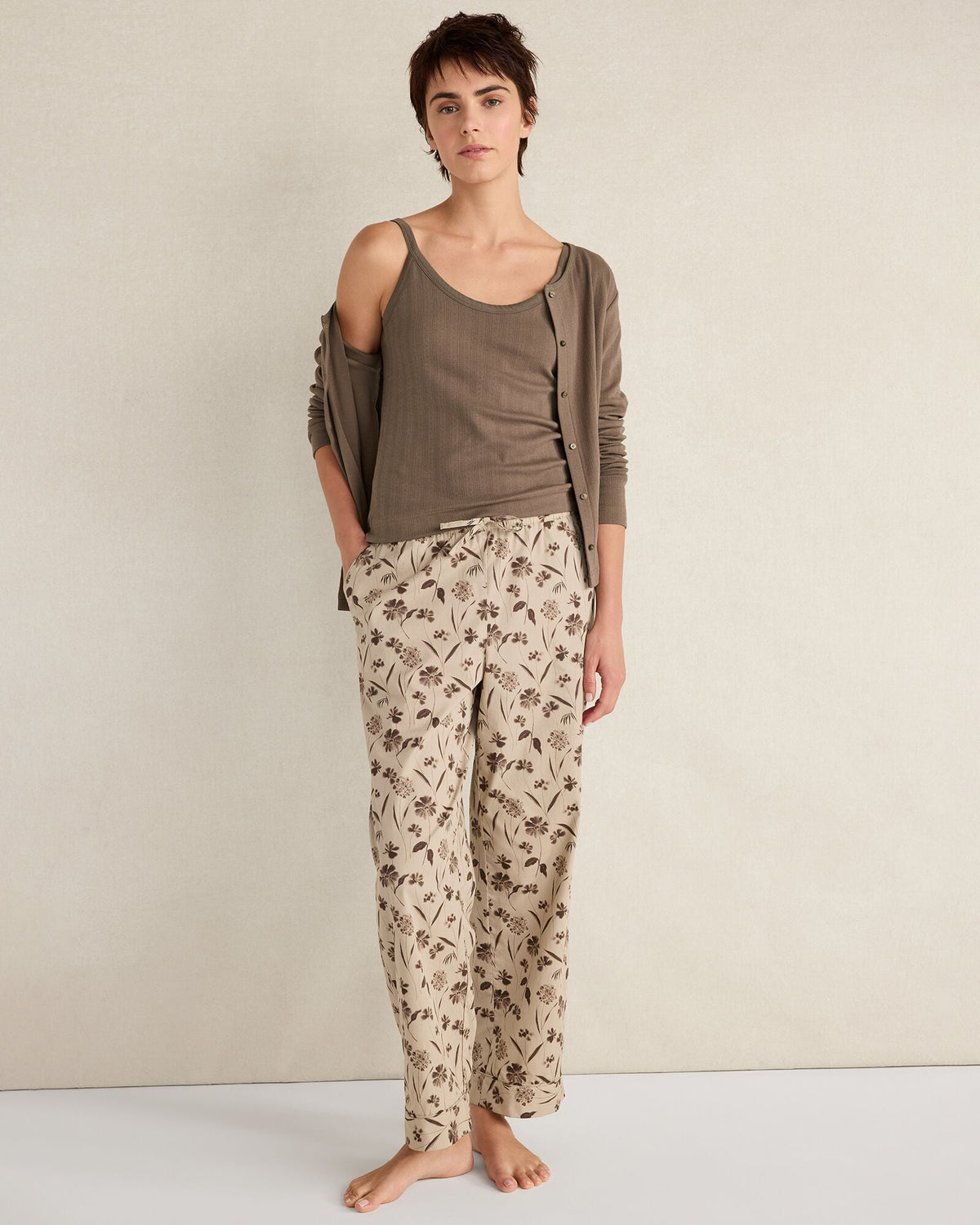 ORGANIC COTTON POPLIN SCATTERED FLORAL PAJAMA PANTS | Talbots