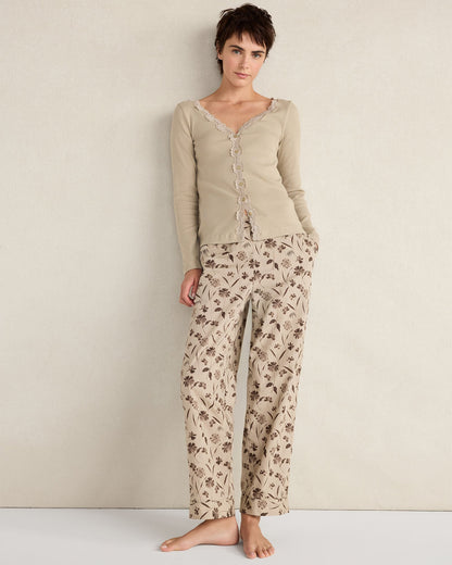 ORGANIC COTTON POPLIN SCATTERED FLORAL PAJAMA PANTS | Talbots