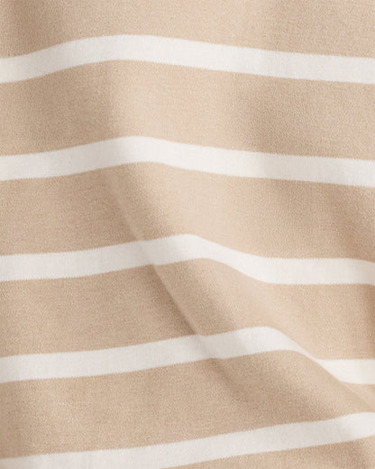 BRUSHED COTTON INTERLOCK STRIPE CREWNECK | Talbots