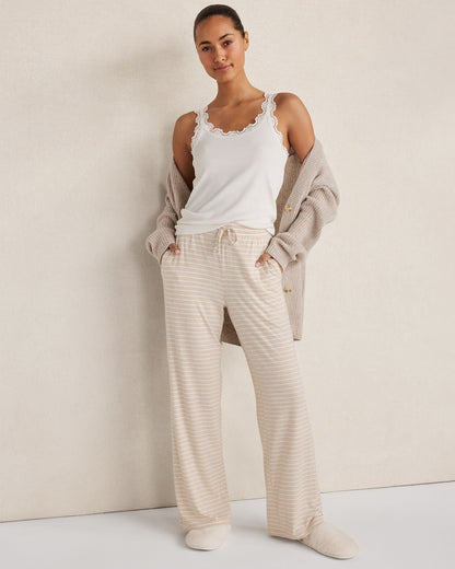 CALM & COOL HEATHERED STRIPE PAJAMA PANTS | Talbots