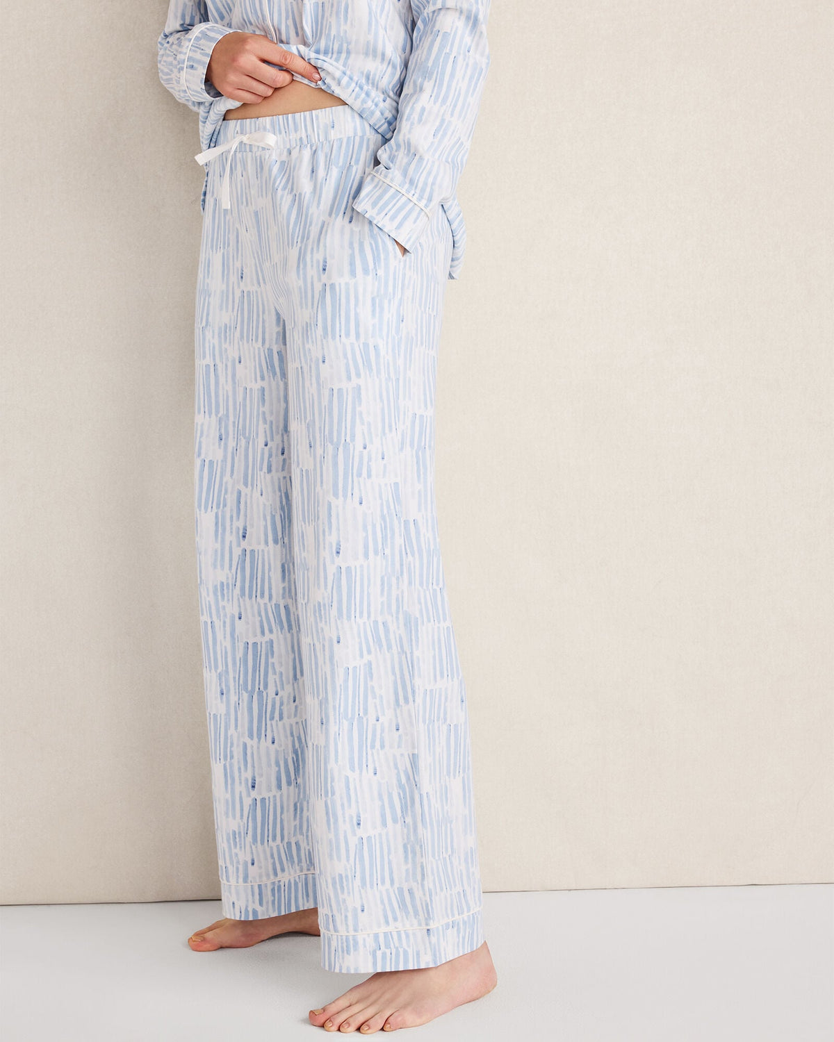 ORGANIC COTTON JERSEY WATERCOLOR WAVE PAJAMA PANTS | Talbots