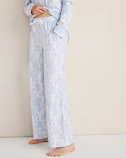 ORGANIC COTTON JERSEY WATERCOLOR WAVE PAJAMA PANTS | Talbots